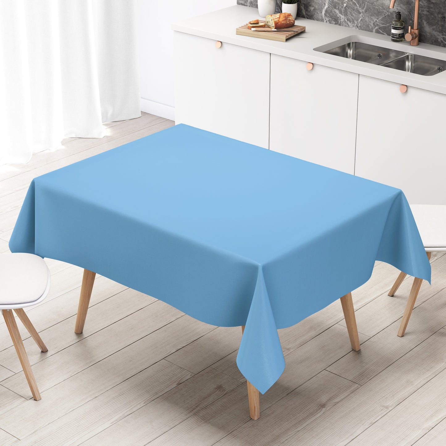 Oilcloth roll by the meter roll goods uni 291 light blue single uni coloured