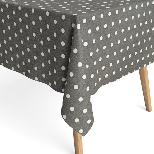 Jacquard tablecloth coated cotton 160 cm wide VAN GOGH OSCURO anthracite dots square round oval