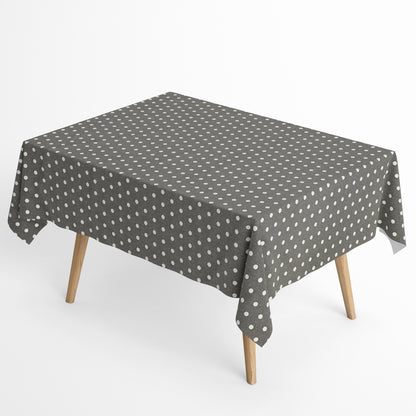 Jacquard Tischdecke beschichtete Baumwolle 160 cm Breite VAN GOGH OSCURO anthrazit Punkte eckig rund oval