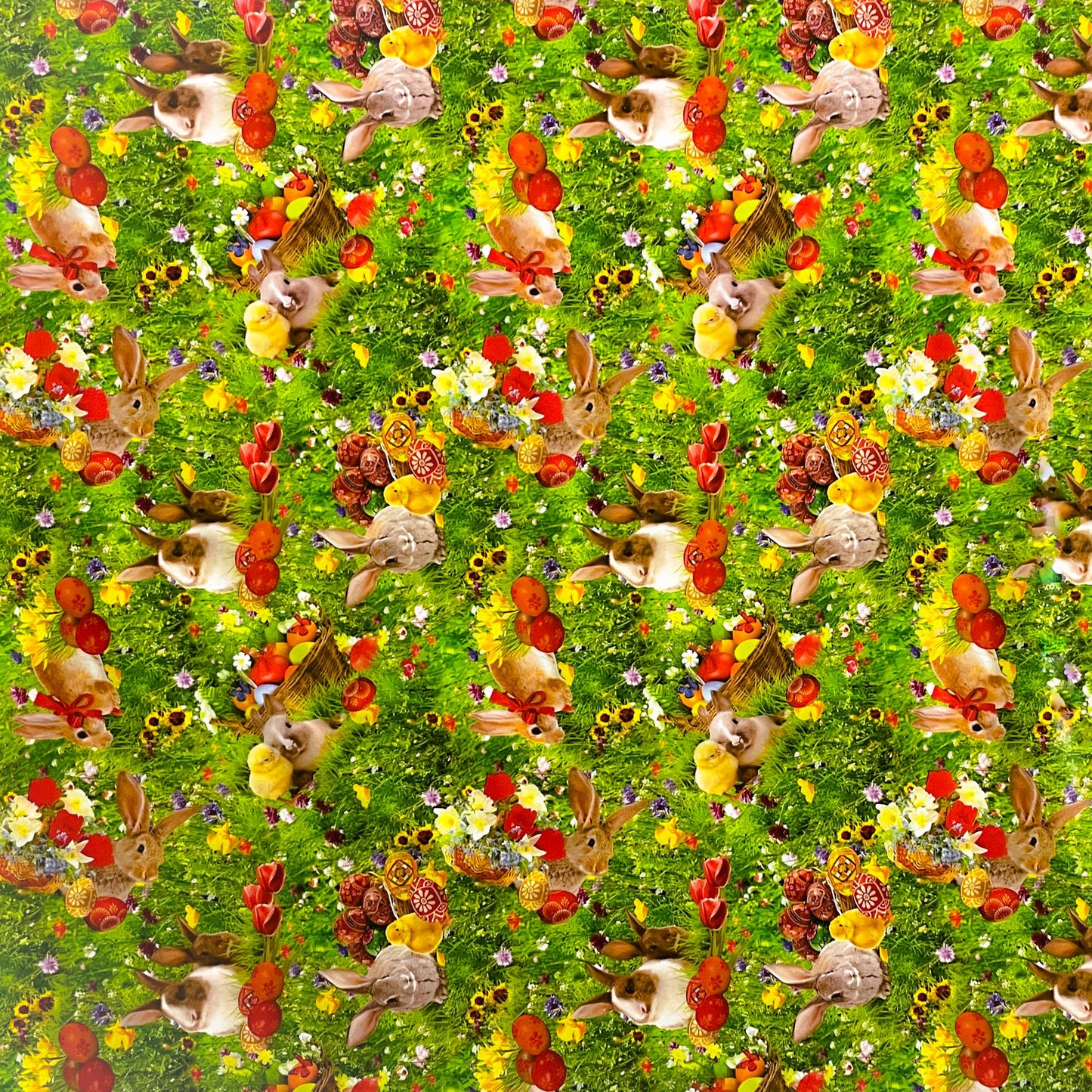Wachstuchtischdecke Ostern Wiese Osterhase Kücken Ostereier