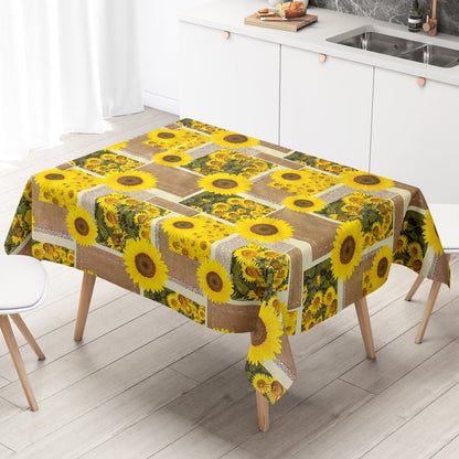abwaschbare Wachstuchtischdecke Sonnenblumen, Blüten wachstuchshop24pro.com eckig rund oval kaufen bestellen