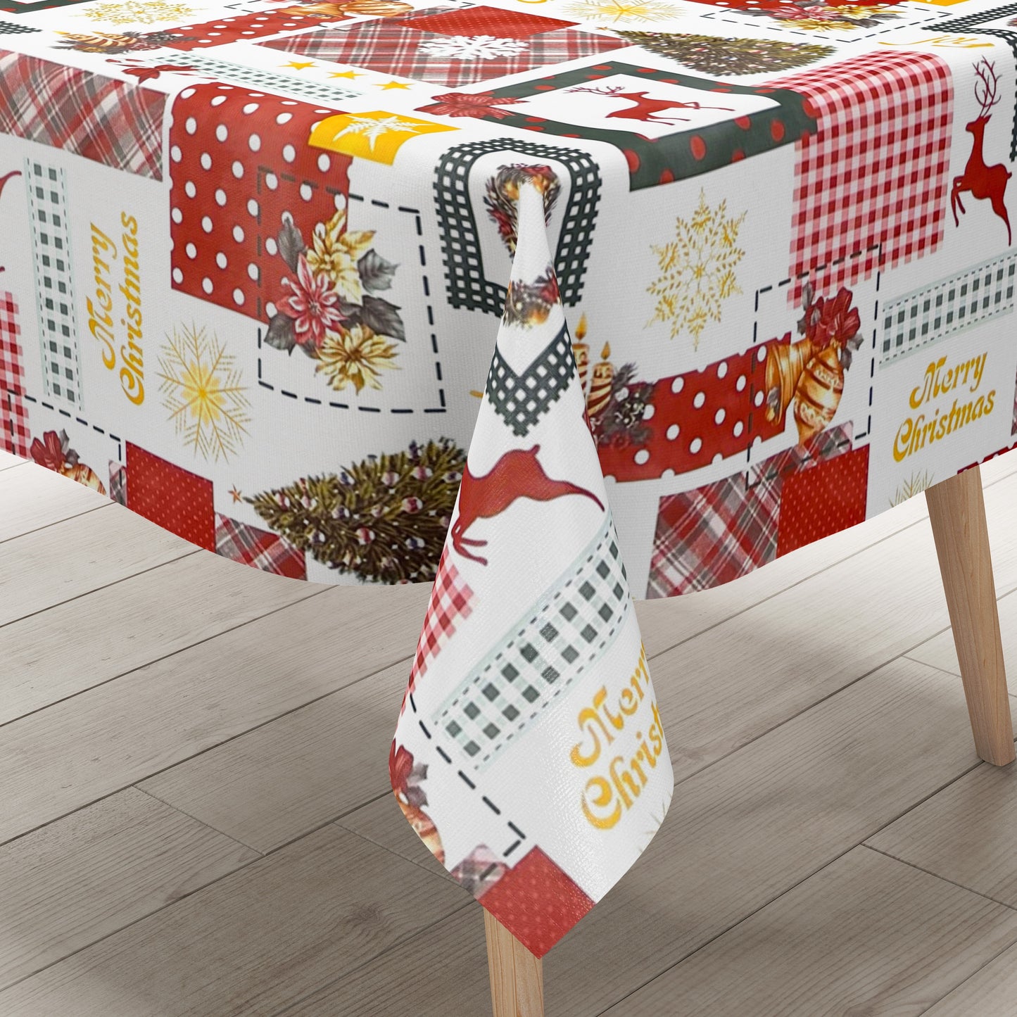 KEVKUS nappe cirée Noël 01047-00 renne rouge-vert carrée ronde ovale
