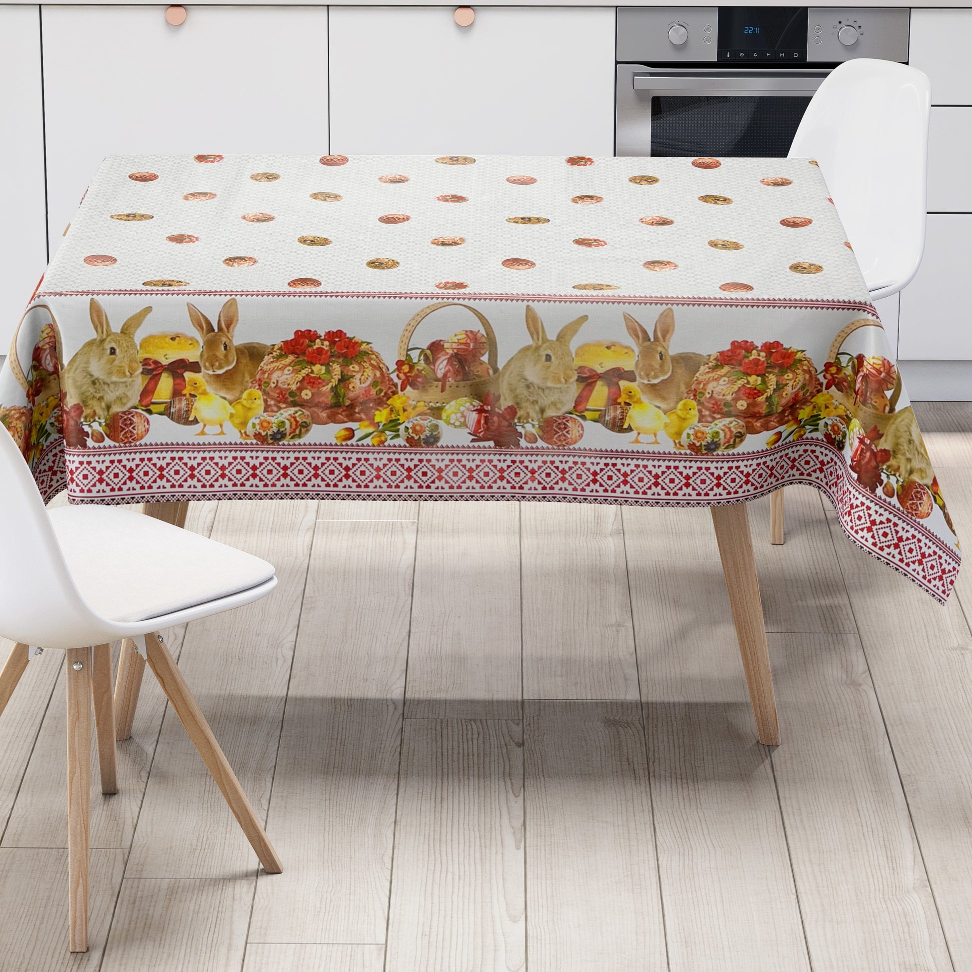 Wachstuchtischdecke Bordürenmuster Ostern