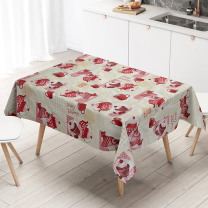 Wachstuch Tischdecke Tee Time Kirschen
