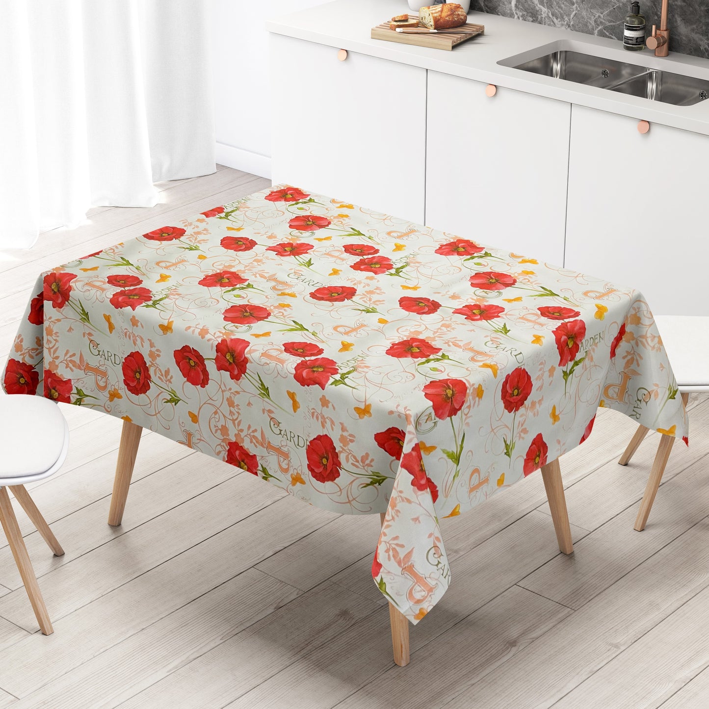 Wachstuch Tischdecke Mohn eckig rund oval Blüten Blumen