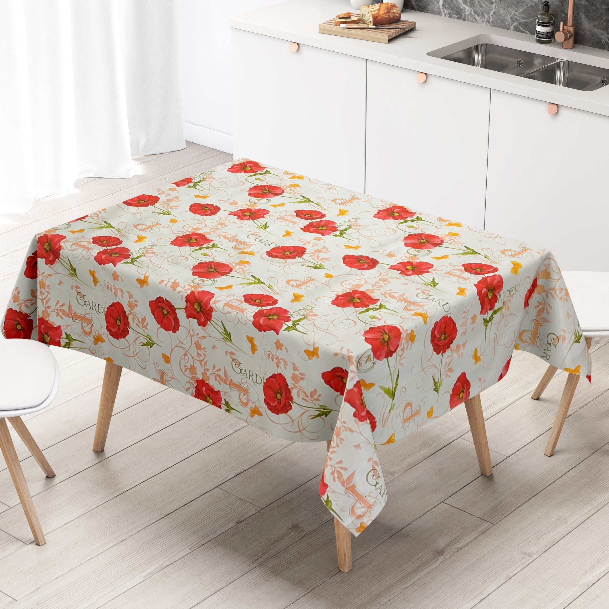 Wachstuch Tischdecke Mohn eckig rund oval Blüten Blumen