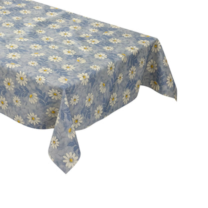 Wachstuchtischdecke hellblau Blumen Frühjahr Magerite 