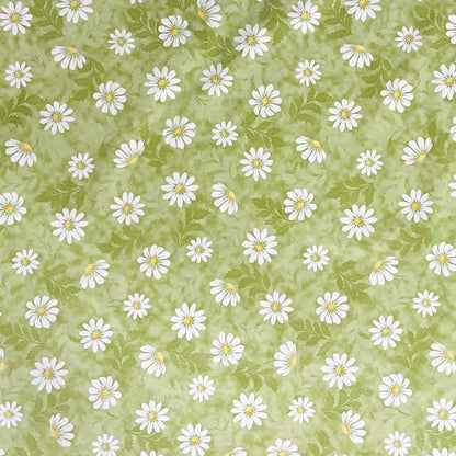 abwaschbare Wachstuchtischdecke grün Mageritten Blumen Blüten