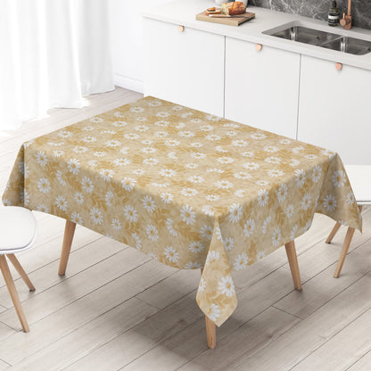 Wachstuch Tischdecke beige Margeriten Blumen Blüten