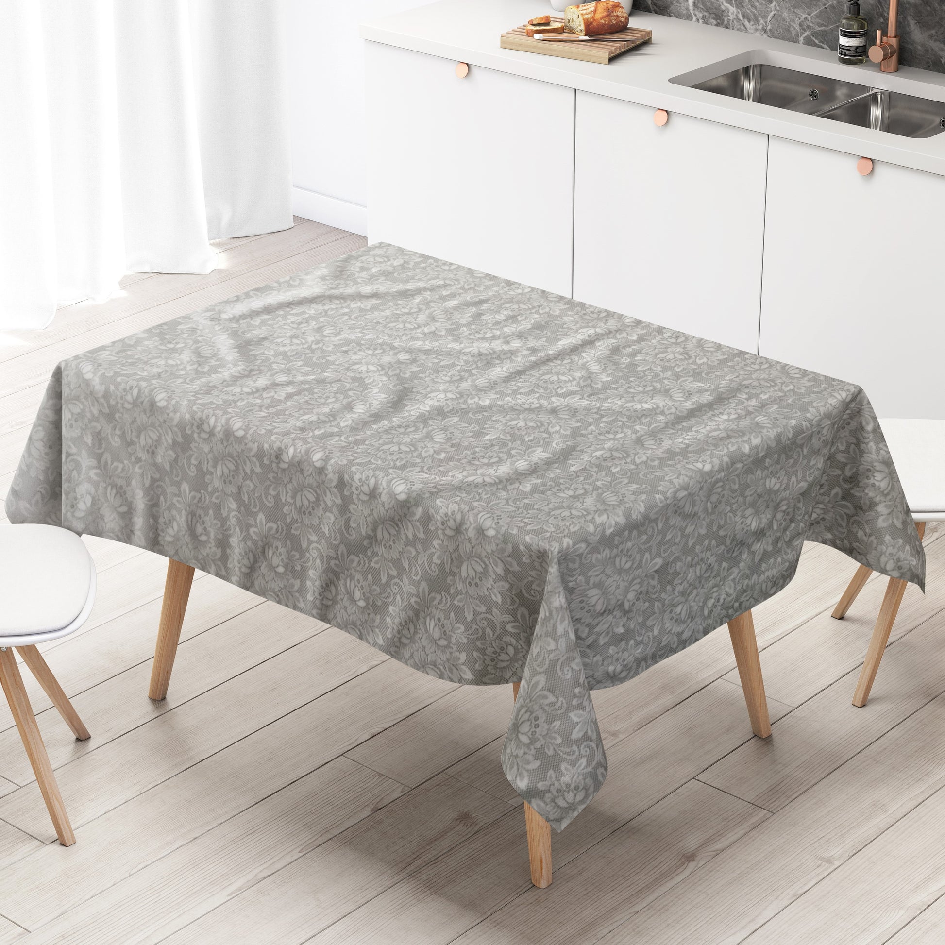 Wachstuch Tischdecke Strick Blumenmuster