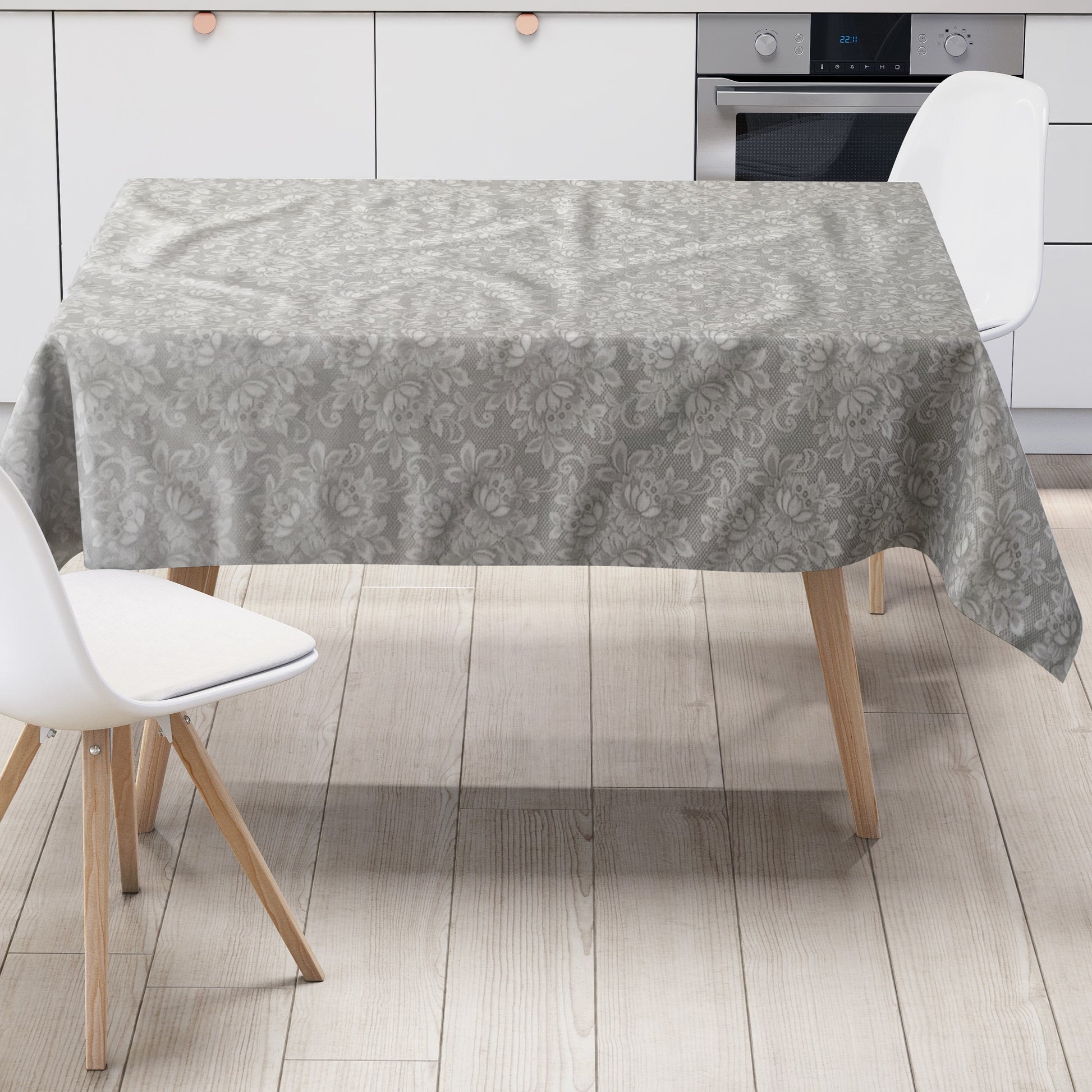 Wachstuch Tischdecke Strick Blumenmuster