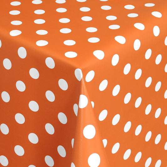 abwaschbare pvc Tischdecke Wachstuch Punkte orange Polkda dots eckig rund oval