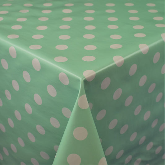 abwaschbare pvc Tischdecke Wachstuch Punkte grün mintgrün Polkda dots eckig rund oval