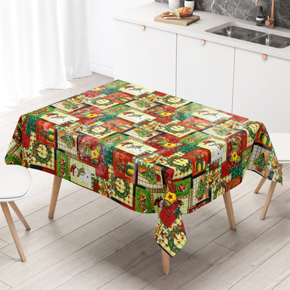 KEVKUS Wachstuch Tischdecke Weihnachten 01186-00 Schneemann grün rot eckig rund oval