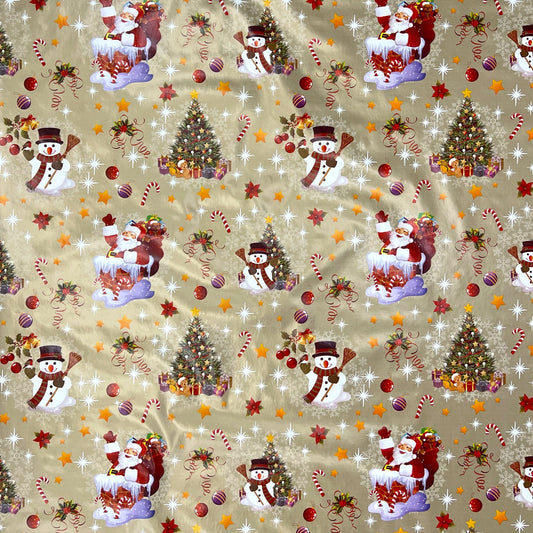 Wachstuch Rolle Weihnachten 01188-01 Merry Christmas Schneemann gold Rollenware