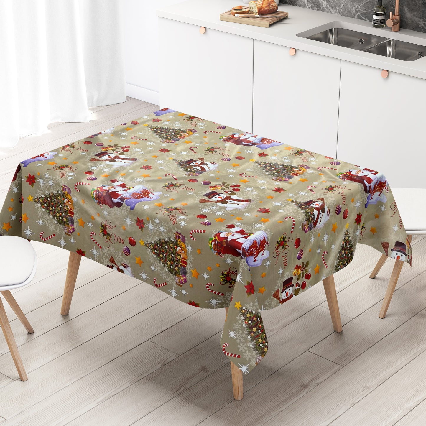 Rouleau de toile cirée Noël 01188-01 Joyeux Noël bonhomme de neige doré rouleau marchandises