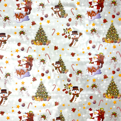 KEVKUS oilcloth tablecloth Christmas 01188-02 snowman Santa Claus silver square round oval