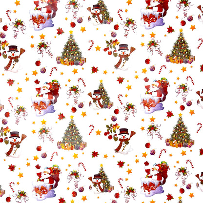 KEVKUS Wachstuch Tischdecke Weihnachten 01188-04 Schneemann Weihnachtsmann weiß eckig rund oval