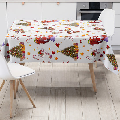 KEVKUS Wachstuch Tischdecke Weihnachten 01188-04 Schneemann Weihnachtsmann weiß eckig rund oval