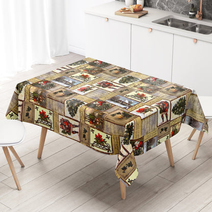 Nappe en toile cirée KEVKUS Noël 01214-00 Père Noël notes carrée ronde ovale
