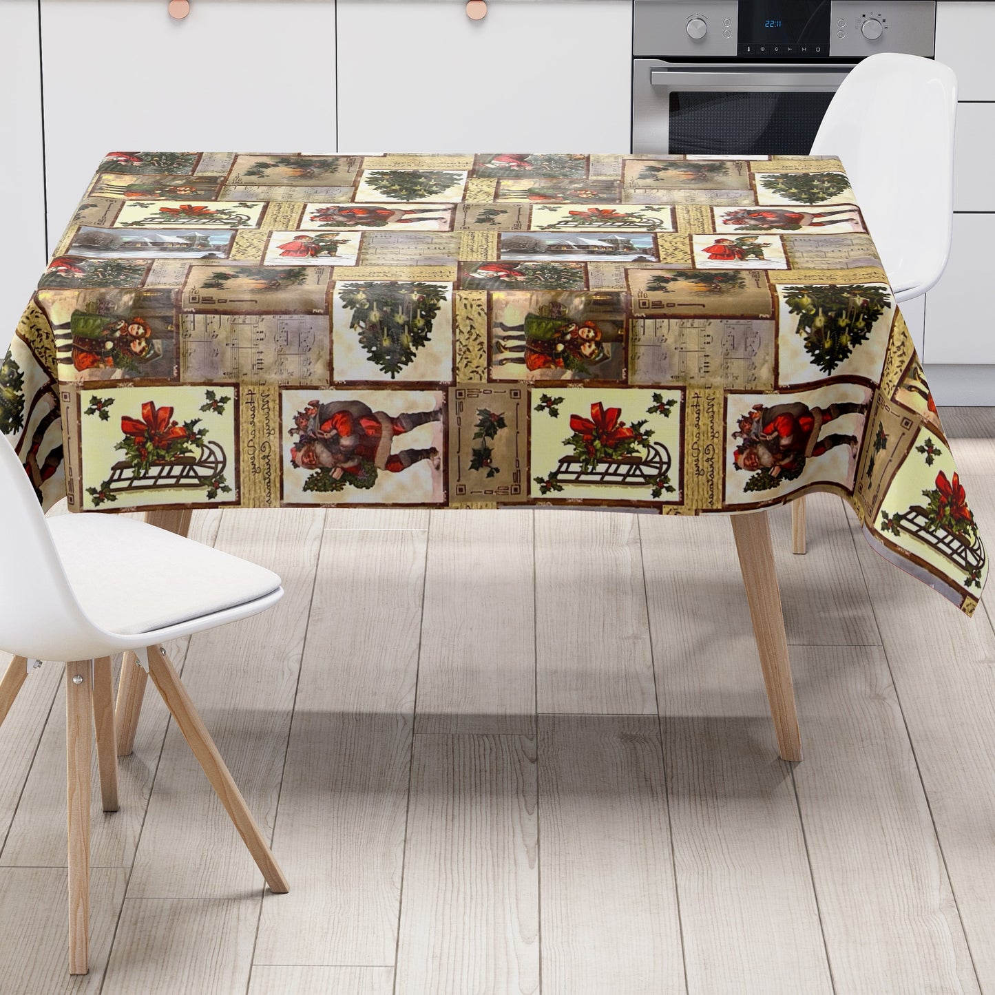 Nappe en toile cirée KEVKUS Noël 01214-00 Père Noël notes carrée ronde ovale