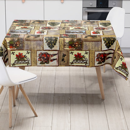 Nappe en toile cirée KEVKUS Noël 01214-00 Père Noël notes carrée ronde ovale