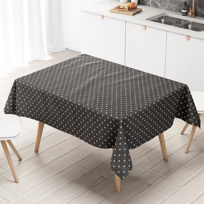 KEVKUS Wachstuch Tischdecke Weihnachten 01289-03 weiße Sterne auf grau eckig rund oval