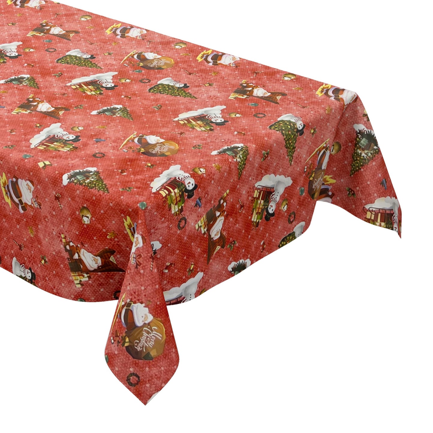 KEVKUS nappe cirée Noël 01334-02 Bonhomme de neige Père Noël rouge carrée ronde ovale