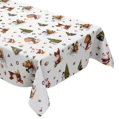 KEVKUS nappe cirée Noël 01334-03 Bonhomme de Neige Père Noël blanc carré rond ovale