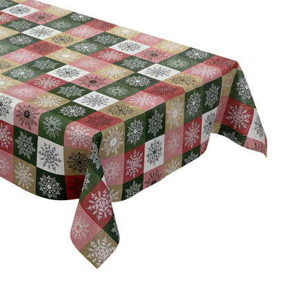 KEVKUS nappe cirée Noël 01355-05 flocons de neige carreaux rouge vert or carrée ronde ovale