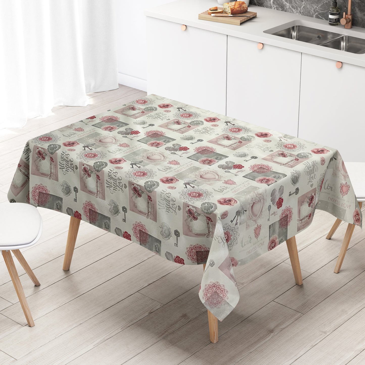 Nappe toile cirée vendue au mètre 01301-00 Pâques Lapin de Pâques Tulipes carrée ronde ovale