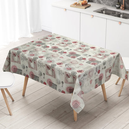 Nappe toile cirée vendue au mètre 01301-00 Pâques Lapin de Pâques Tulipes carrée ronde ovale