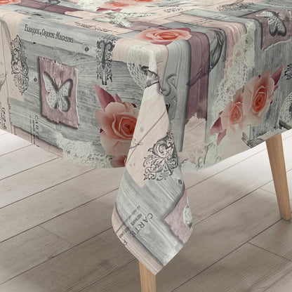 Nappe toile cirée vendue au mètre 01301-00 Pâques Lapin de Pâques Tulipes carrée ronde ovale