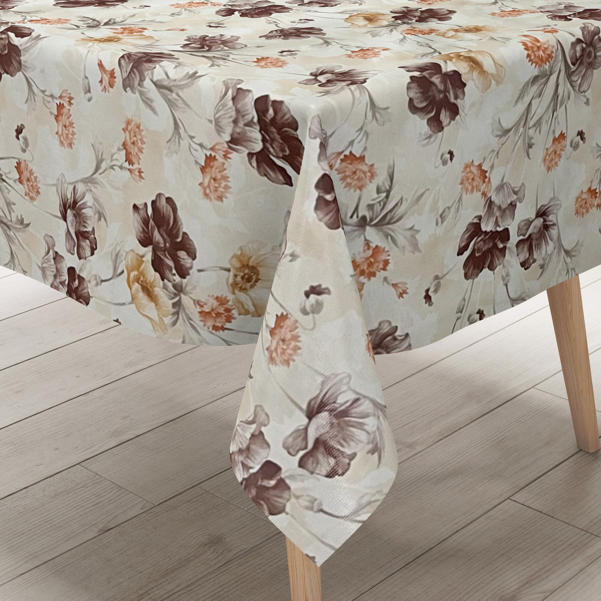 Wachstuch Tischdecke beige Mohn