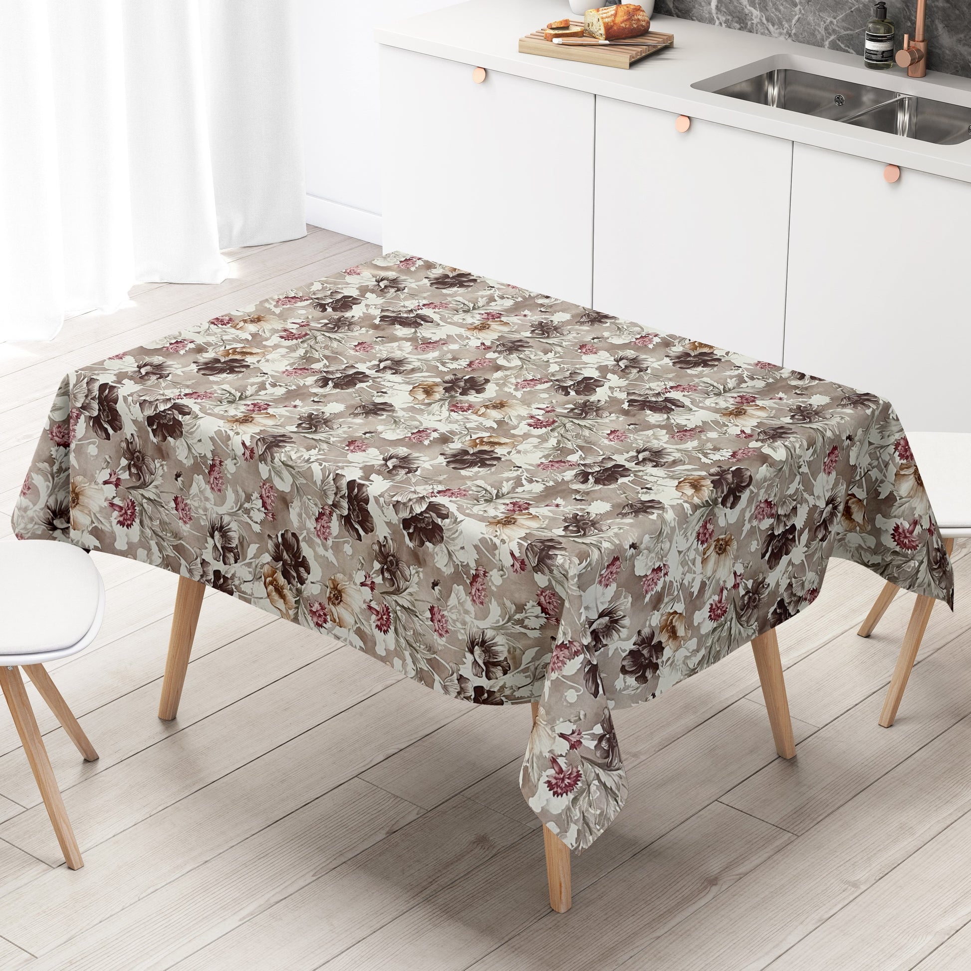 Wachstuch Tischdecke Mohnblumen altrosa