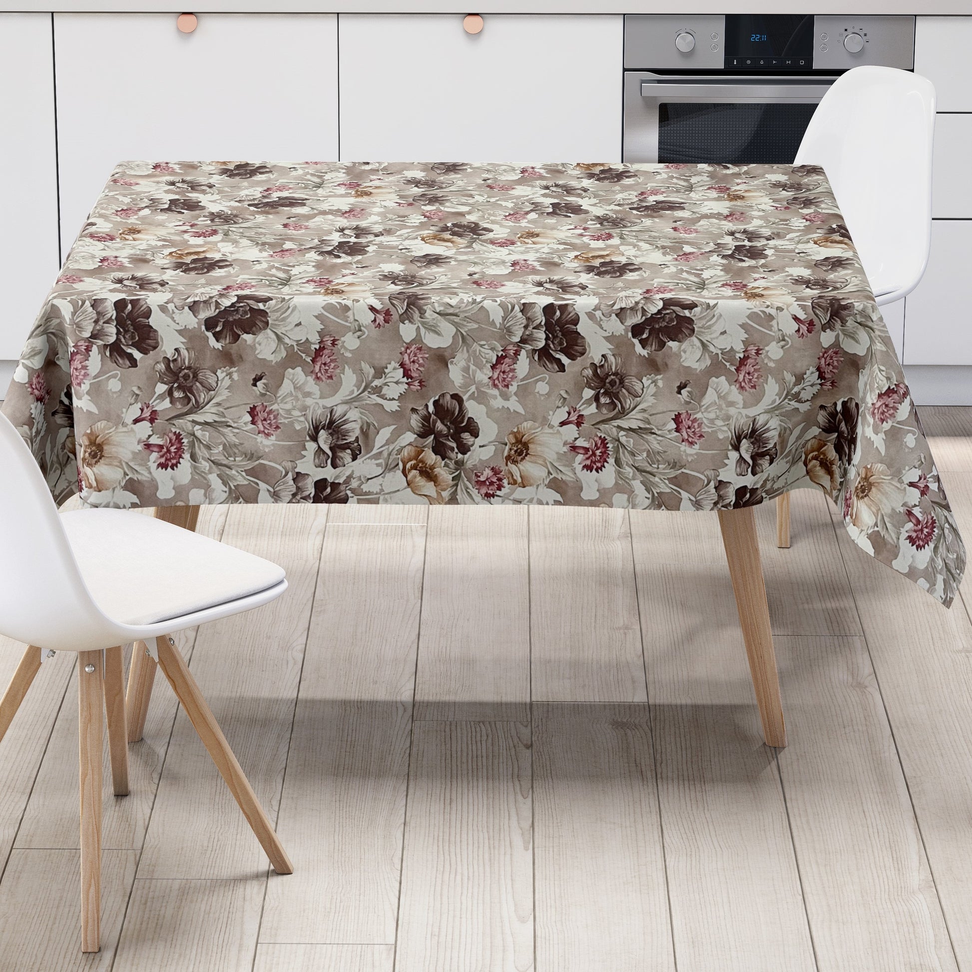 Wachstuch Tischdecke Mohnblumen altrosa