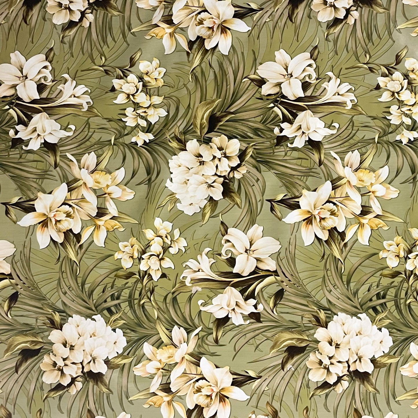 Wachstuchdecke Lilien Blumen grün