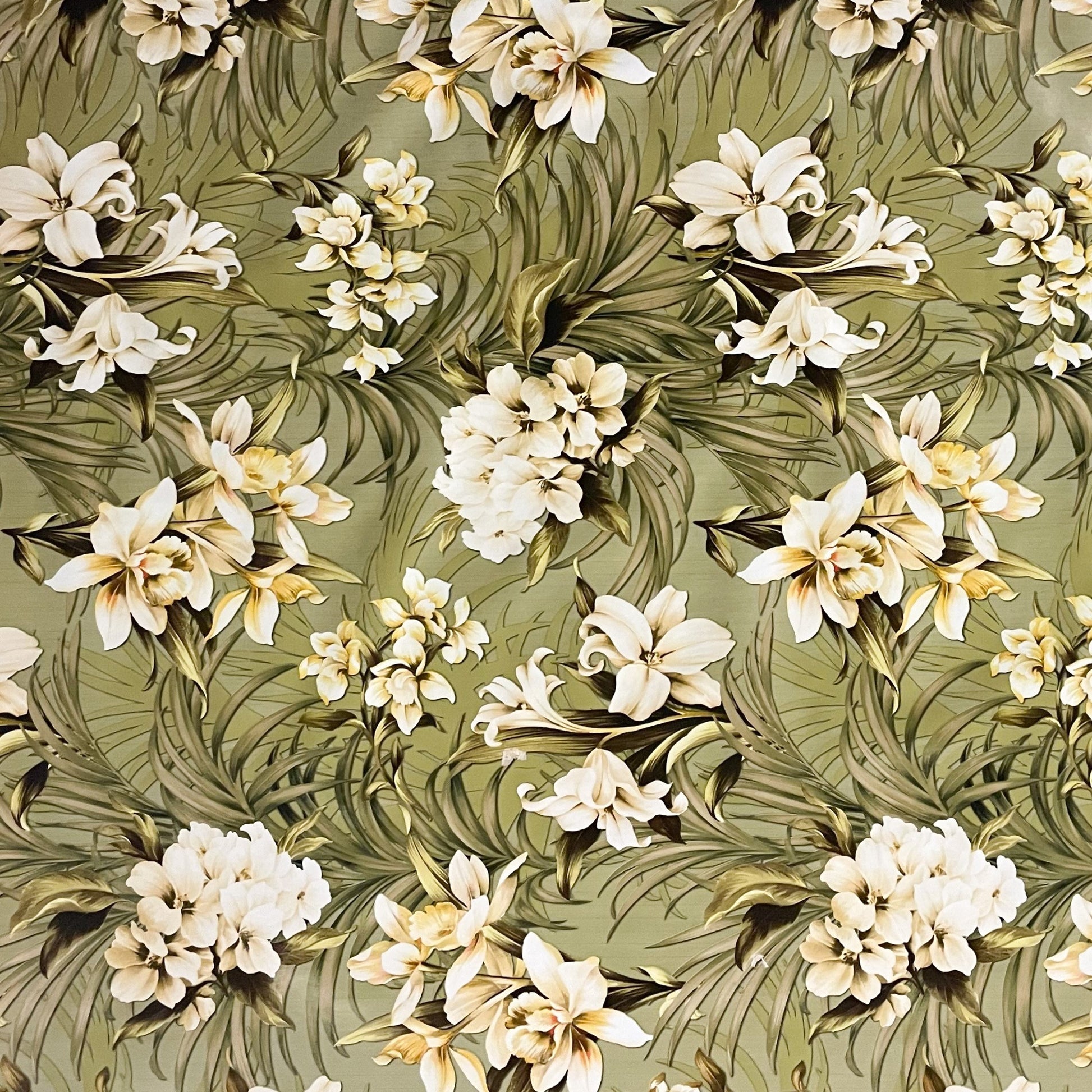 Wachstuchdecke Lilien Blumen grün