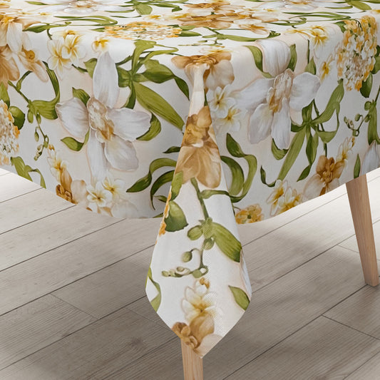 Wachstuch Tischdecke 01446-02 Lilien Blumen floral Meterware beige eckig rund oval