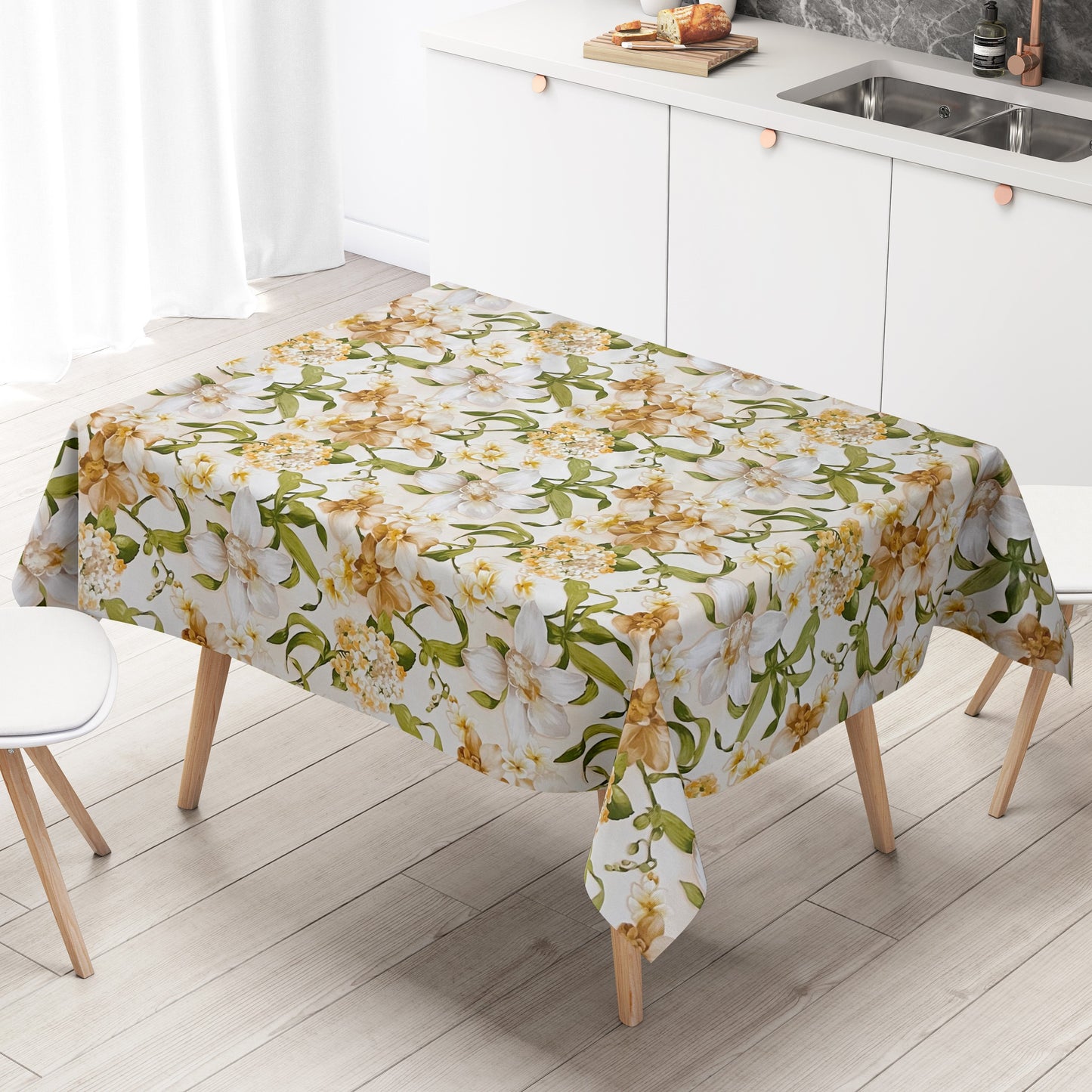 Oilcloth tablecloth sold by the meter 01301-00 Easter Easter Bunny Tulips square round oval