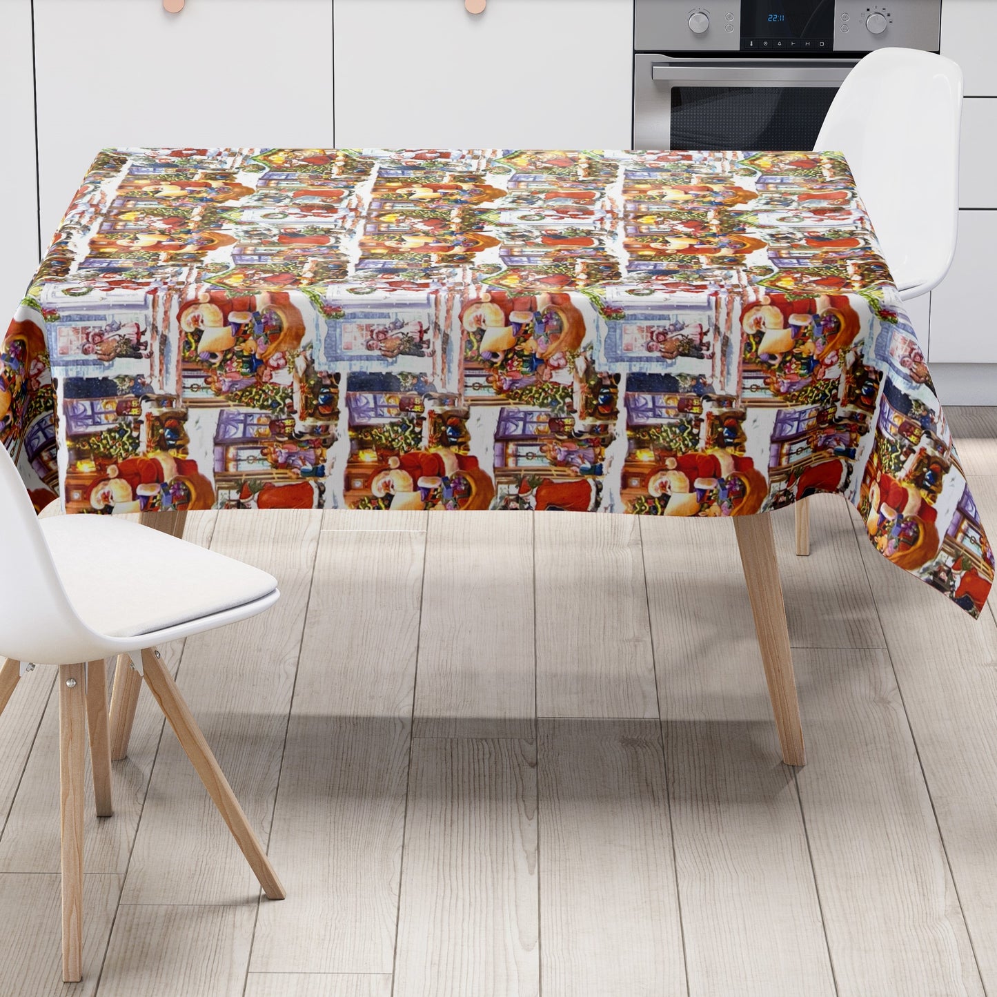 KEVKUS Wachstuch Tischdecke Weihnachten 01518-00 Weihnachtsmann Geschenke eckig rund oval