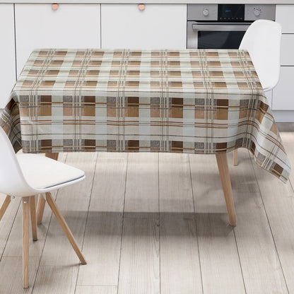 Wachstuch Tischdecke kariert braun beige