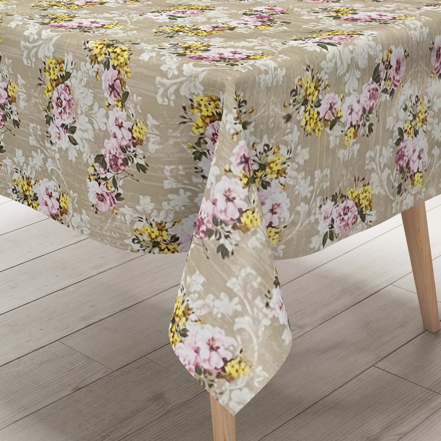 Wachstuch Tischdecke beige Rosen Blüten
