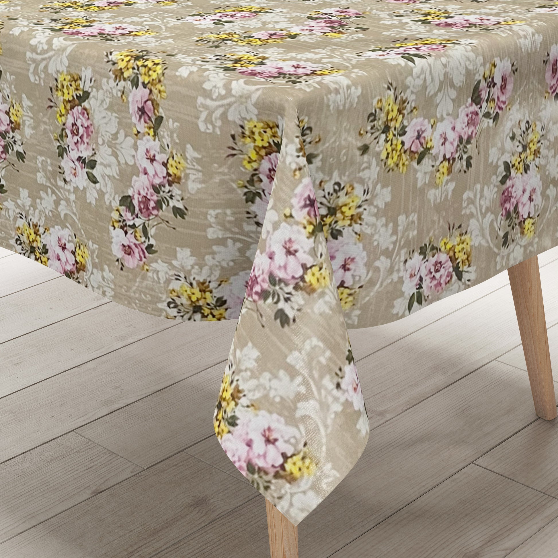 Wachstuch Tischdecke beige Rosen Blüten