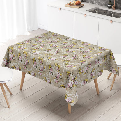 Wachstuch Tischdecke beige Rosen Blüten