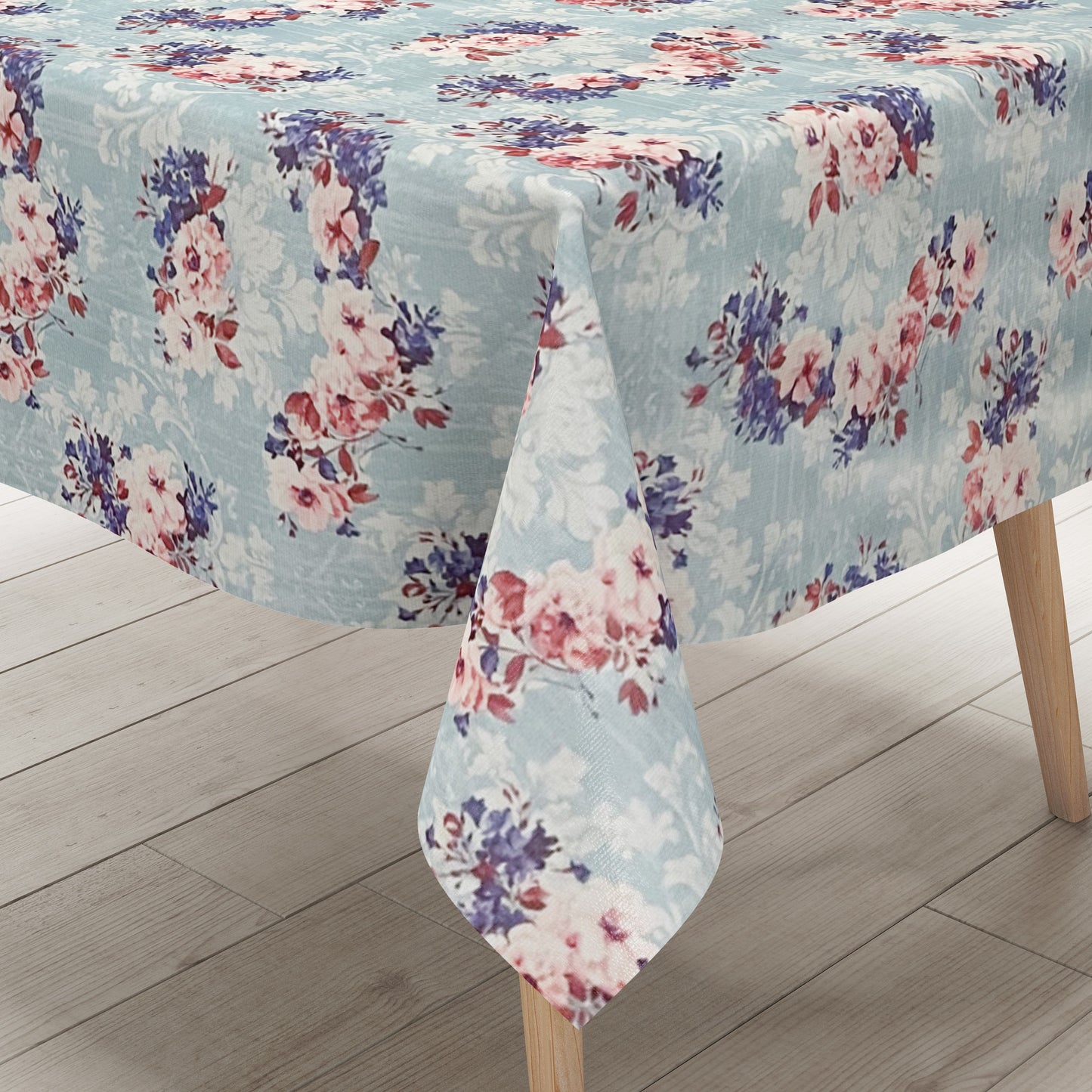 Wachstuchtischdecke Rosen hellblau