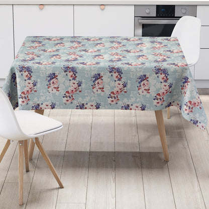 Wachstuchtischdecke Rosen hellblau