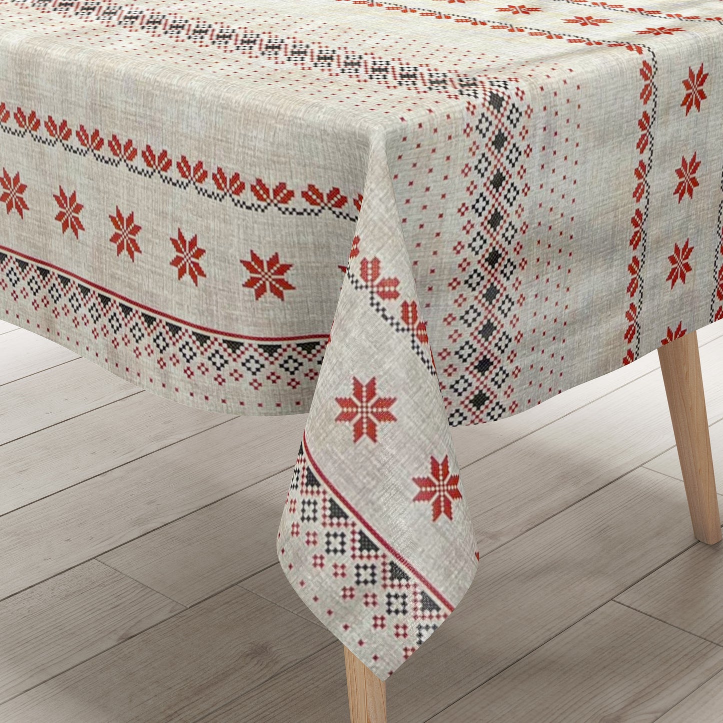 KEVKUS nappe cirée Noël 01542-01 motif bordure carrée ronde ovale