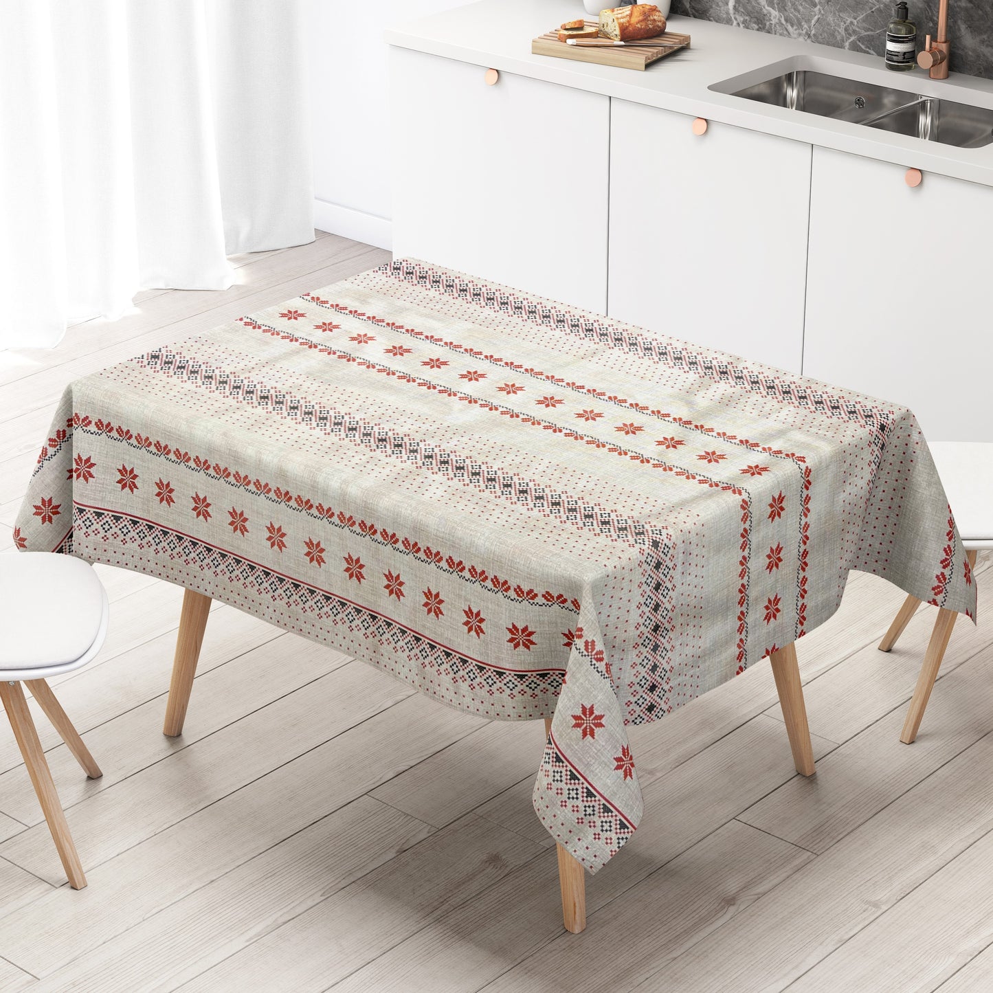 KEVKUS nappe cirée Noël 01542-01 motif bordure carrée ronde ovale