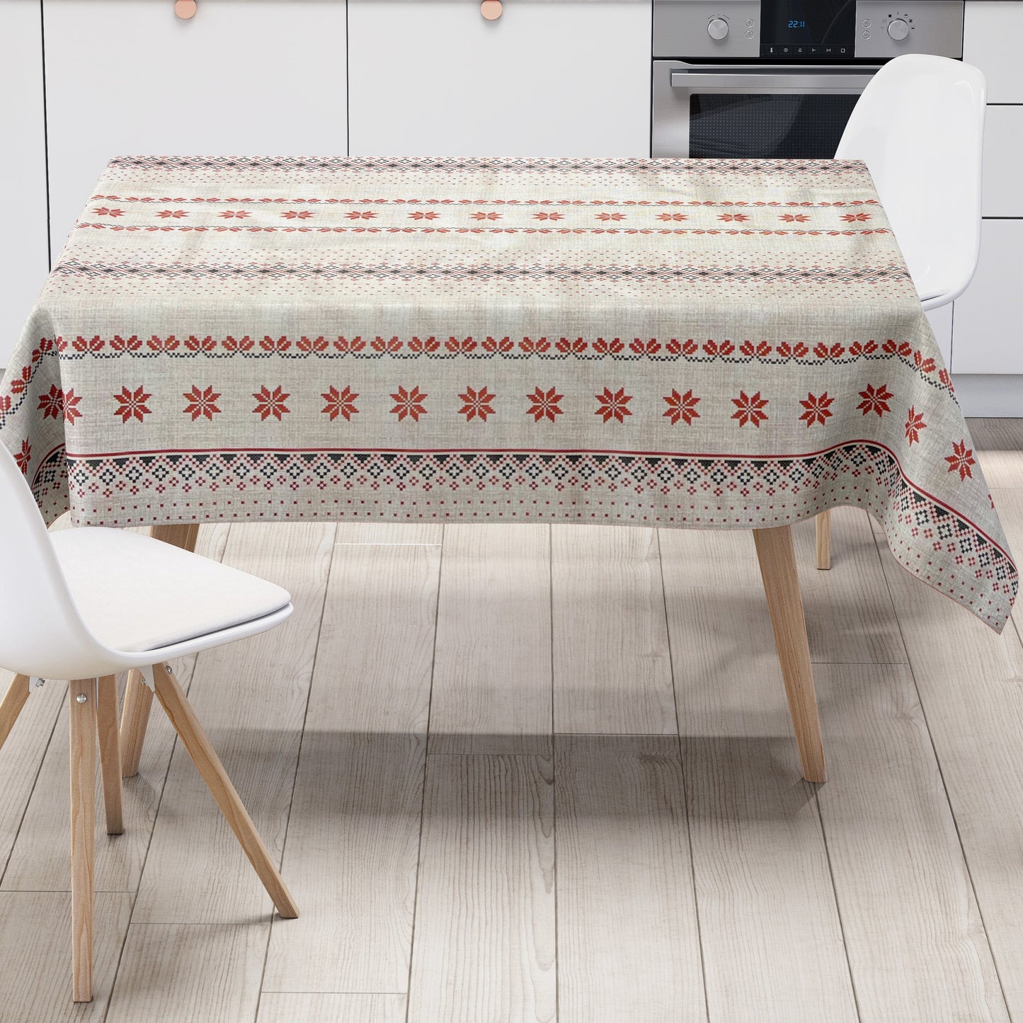KEVKUS nappe cirée Noël 01542-01 motif bordure carrée ronde ovale